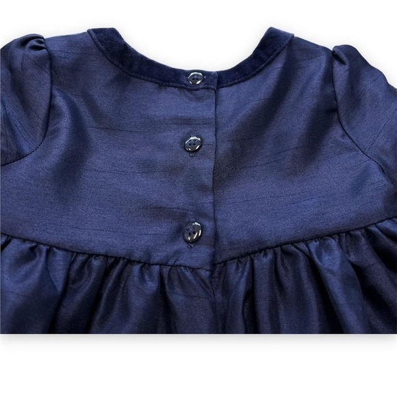 GYMBOREE Cherished Traditions Blue Holiday Velvet Bow Dress 12-18 Months - Picture 4 of 5